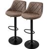 ML-Design set di 2 sgabelli da bar Sgabello da banco girevole a 360°, sgabello da bar imbottito con schienale e poggiapiedi, 62-82 cm