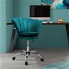 ML-Design sedia da ufficio in velluto, petrolio, sedia da trucco con schienale a conchiglia, sedia girevole con rotelle, sedia da scrivania regolabile in altezza sgabello girevole