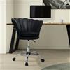ML-Design sedia da ufficio in velluto, nera, sedia da trucco con schienale a conchiglia, sedia girevole con rotelle, sedia da scrivania regolabile in altezza sgabello girevole