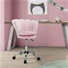 ML-Design sedia da ufficio in velluto rosa chiaro, sedia da trucco con schienale a conchiglia, sedia girevole con rotelle, sedia da scrivania regolabile in altezza sgabello girevole