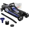 ECD Germany Martinetto idraulico 2,5 t 80-360 mm, 2 supporti in gomma e adattatore SUV, martinetto piatto per auto con ruote girevoli a 360° per il cambio delle ruote