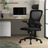 ML-Design Sedia da ufficio ergonomica ML-Design, nera, in rete, con poggiatesta regolabile