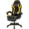 ML-Design sedia da gioco con poggiapiedi, Similcuoio giallo-nera, sedia da ufficio ergonomica con bracciolo poggiatesta cuscino lombare, sedia girevole regolabile