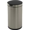 ML-Design cestino per rifiuti con sensore 30L rotondo, acciaio inox argento Apertura e chiusura automatiche, anello di bloccaggio per i contenitori, cestino per rifiuti con sensore di movimento