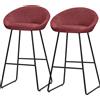 ML-Design set di 2 sgabelli da bar in tessuto rosso Altezza 75 cm Sgabelli da bar imbottiti con struttura in metallo Schienale e poggiapiedi Sedie da cucina Sgabelli da bistrot