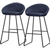 ML-Design set di 2 sgabelli da bar in tessuto blu scuro Altezza 75 cm Sgabelli da bar imbottiti con struttura in metallo Schienale e poggiapiedi Sgabelli da cucina Sgabelli da bistrot