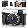 StarTech Fotocamera digitale - Fotocamera compatta - Ultra HD 4K 48 MP - Zoom digitale 16x - Display orientabile - Mirino - Scheda di memoria da 32 GB - Sensore da 0,91 cm