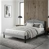 ML-Design Letto imbottito ML-Design 140x200 cm, grigio. Letto matrimoniale con solida struttura, testiera e rete a doghe. Letto moderno per ragazzi rivestito in tessuto di lino.