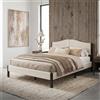 ML-Design Letto imbottito ML-Design 140x200 cm, beige, letto matrimoniale con solida struttura, testiera, rete a doghe e rivestimento in lino. Letto moderno per ragazzi.