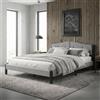 ML-Design Letto imbottito ML-Design 160x200 cm, grigio. Letto matrimoniale con solida struttura, testiera e rete a doghe. Letto moderno per ragazzi rivestito in tessuto di lino.