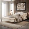 ML-Design Letto imbottito ML-Design 160x200 cm, beige, letto matrimoniale con solida struttura, testiera, rete a doghe e rivestimento in lino. Letto moderno per ragazzi.