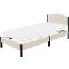 ML-Design Letto imbottito ML-Design 90x200 cm, beige, letto singolo con materasso (altezza: 10 cm), solida struttura del letto, testiera e rete a doghe. Letto moderno per ragazzi.