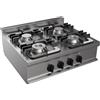 Cucina a gas 4 fuochi da banco profondità 70 cm, potenza 18 kW