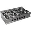 Cucina a gas 6 fuochi da banco profondità 70 cm, potenza 27 kW