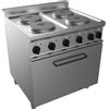 Cucina elettrica 4 piastre su forno elettrico profondità 70 cm, potenza 15,9 kW