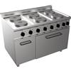 Cucina elettrica 6 piastre su forno elettrico profondità 70 cm, potenza 21,1 kW