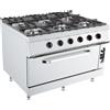 Cucina a gas 6 fuochi su forno maxi a gas, profondità 90 cm, potenza 61 kW