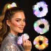 IYOU Scrunchies per Capelli Luminosi Raso bianco con LED, Fermagli Coda di Cavallo, Accessori Capelli Festival per Donna (Confezione da 3)
