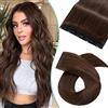 Silk-co 40cm Extension Capelli Veri Clip Fascia Unica 3/4 Full Head #4 Marrone Cioccolato Clip in Hair Extension 45g Remy Capelli Umani