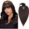 Silk-co Hair Topper Capelli Veri Donna Clip in Extension Toupet Uomo Capelli Umani Brasiliani 45 cm (45 g) #2 Marrone Scuro