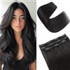 S-noilite Extension Capelli Veri Clip, 3 Pezzi 11 Clips Extensions Capello Veri, 80g Un Pezzo Naturali Extensions Capello Umani, Nero Naturale Vergine Extension di Capelli Umani, 45CM #1B