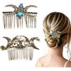 ROKZELT 2 Pezzi Sposa per Capelli con Vichingo - Accessori per Acconciatura Matrimoniale - Decorazione Capelli per Sposa Nozze, Accessori per Capelli con Stile Vichingo