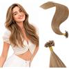Rich Choices Extension Capelli Veri Cheratina Invisibili e Naturali U Tip Pre Bonded Extension Cheratina Capelli Veri 25 Ciocche 35cm 20g #27 Biondo Miele Chiaro