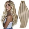 RUNATURE Extension Capelli Veri Tessitura Marrone Rubio 30cm 70g #8P60 | Tessitura Capelli Veri Marrone Cenere Misto Biondo Platino