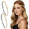 LQTSLFM Fascia Capelli Donna Sequin, 2PCS Fascia Sottile Elastica Taglia, Catena per La Testa Stile Bohémien in Paillettes, Accessorio Headband Vintage Elegante per Matrimonio, Festa, Serata, Cosplay (B)
