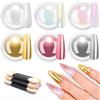 BISHENGYF 6 colori metallizzati effetto specchio oro cromato polvere per unghie Aurora Chrome super iridescente, polvere per unghie cromata bianca perla, kit di polvere glitterata per decorazioni fai da te a