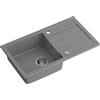 QUADRON Lavello da Cucina in Granito a vasca singola, dimensioni 77 x 44 x 17,5, colore: grigio, JERRY 111 Lavello a vasca singola, Lavello in Granito, con sifone e scarico manuale