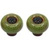 HDJNal Pomelli in ceramica per armadio da cucina, maniglia rotonda, tiratori vintage per mobili, maniglie per cassetti, stile vintage, stile shabby chic, diametro 32 mm, nero-verde, 2 pezzi