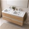 Inbagno Lavabo Doppio Da Appoggio 120 Cm In Ceramica Bianca - Doppia Vasca Integrata, Lavabo Per Mobile Bagno 120 Cm, Design Moderno, Foro Rubinetto E Troppopieno
