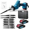 Litglobe Sega a Gattuccio a Batteria 21V,Sega Elettrica con 2 x 2.0Ah Batteria,0-4000 RPM Velocità Variabile,Seghetto 𝐚 Gattuccio con 8 Lame di Seg𝐚 Senza Utensili,per Legno e Metallo