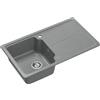 QUADRON NEAL 111 Lavello in granito per cucina, dimensioni: 86 x 50 x 20,5 cm, grigio, lavello da cucina a vasca singola Set: lavello in granito + sifone manuale + tappo di copertura