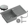 myQ Seul 11 myGranit - Lavello singolo in granito, 770 x 440 x 175 mm, armadio a partire da 50 cm (grigio)