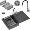 myQ Seul 11 myGranit - Lavello singolo in granito, 770 x 440 x 175 mm, armadio a partire da 50 cm (grigio)