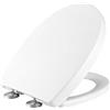HM Sedile WC, Copriwater Universali O Forma,Tavoletta WC Chiusura Ammortizzata, Rapido Montaggio,Plastica Antibatterico Facile da Pulire, Bianco(458 x 370 x 50 mm)