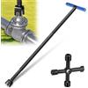 Foppla Chiave contatore acqua con strumento a 4 vie, chiave di arresto T in acciaio al carbonio, lunghezza regolabile 43-94 cm, chiave universale per tubi dell'acqua e valvole