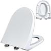 Wttfc Sedile WC con Chiusura Ammortizzata, Tavoletta WC con Funzione di Sgancio Rapido, Facile da Montare e Pulire, Copriwater Universali Forma di D/U, Coperchio WC in PP, Bianco, 02K, 48x38cm