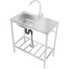 Suvnlsy Lavello da cucina indipendente in acciaio inox con piano di lavoro e ripiano, lavello 1 vasca, lavello da cucina all'aperto con grande lavello, lavandino commerciale per ristorante, giardino, garage