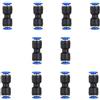 AHELECTRO, 10 connettori pneumatici da 8 mm, raccordo per tubo dell'aria compressa, colore blu e nero, PU-6 per tubi da 6 mm