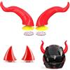 FENGCHUANG 4 Pezzi Corno da Diavolo per Casco da Moto Autoadesivo Decorazione per Casco da Adatto per Giochi di Ruolo Caschi da Moto e Fuoristrada (Rosso)