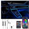 QAUBEN USB Auto Illuminazione Ambientale Fibra Ottica 64 Colori Musica Suono Attivo con App Controllo Auto Decorativo Kit di Illuminazione Atmosfera DC 12V 1W 3m con Autoicabatterie Auto QC 3.0