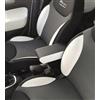 WOOD COMPANY Bracciolo compatibile con Fiat 500L (2012-2017) in Ecopelle Nero con ampio portaoggetti (Nero e bianco)