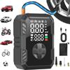 Oasser Mini Compressore Aria Portatile,Schermo LCD Doppio 150PSI (10,3Bar) Gonfia Ruote Cilindro 19mm con Torcia LED Type-C USB Ricaricabile, Dotato di Tubo Flessibile da 30 cm e Borsa di Stoccaggio