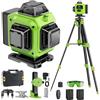 Tdyon Livella Laser Autolivellante 16 Linee con Treppiede, 4 X 360 °Livello Laser Autolivellante Verde, 2 x Batterie, Autolivellante, Supporto rotante, Telecomando