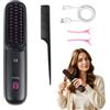 DAJASD Spazzola per capelli corti, spazzola lisciante 2 in 1 senza fili, con indicatore LED e 3 livelli di calore, 160-200℃, spazzola lisciante portatile, ricaricabile, per capelli e styling della