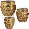 DRW Set di 3 vasi in metallo dorato, 42 x 46 x 46 cm