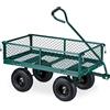 Relaxdays Carrello a Mano, Pratico Carretto per Il Giardino, per Trasporto Carichi, Sponde Pieghevoli, Max. 200kg, Verde